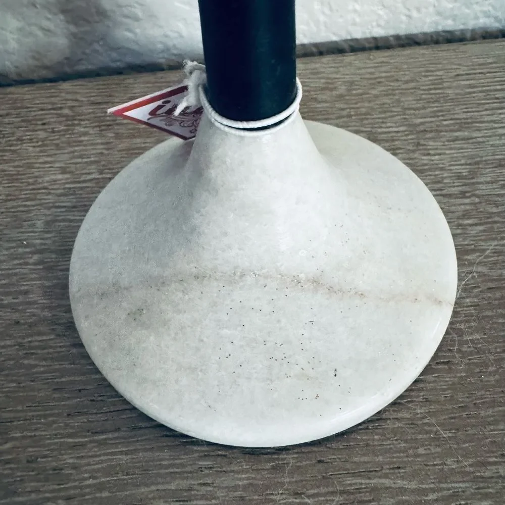 Marble Base Black Metal Candlesticks Candle Holders Set